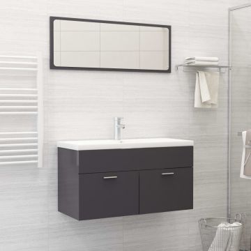 vidaXL Set mobilier de baie, gri extralucios, PAL vidaXL Set mobilier de baie, gri extralucios, PAL