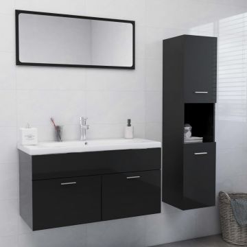 vidaXL Set mobilier de baie, gri extralucios, PAL vidaXL Set mobilier de baie, gri extralucios, PAL