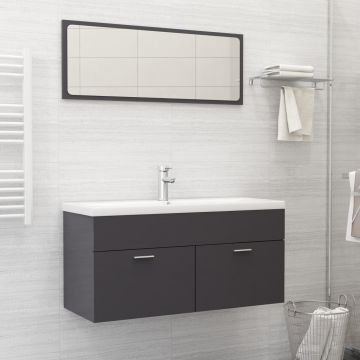 vidaXL Set mobilier de baie, gri extralucios, PAL vidaXL Set mobilier de baie, gri extralucios, PAL