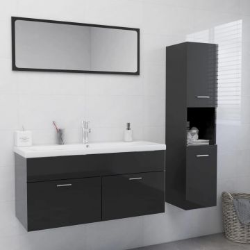 vidaXL Set mobilier de baie, gri extralucios, PAL vidaXL Set mobilier de baie, gri extralucios, PAL