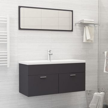 vidaXL Set mobilier de baie, gri, PAL