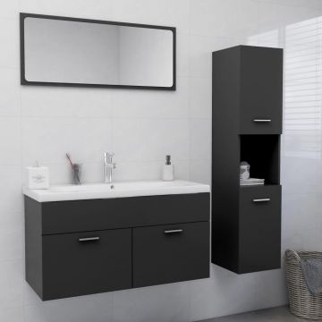 vidaXL Set mobilier de baie, gri, PAL vidaXL Set mobilier de baie, gri, PAL