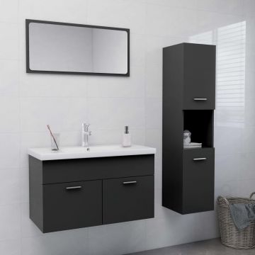 vidaXL Set mobilier de baie, gri, PAL vidaXL Set mobilier de baie, gri, PAL