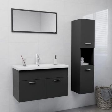 vidaXL Set mobilier de baie, gri, PAL vidaXL Set mobilier de baie, gri, PAL