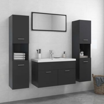 vidaXL Set mobilier de baie, gri, PAL vidaXL Set mobilier de baie, gri, PAL