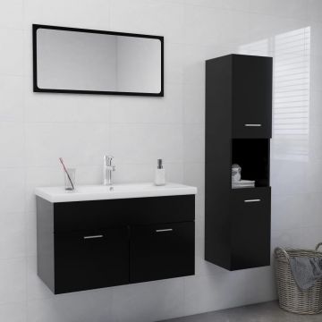 vidaXL Set mobilier de baie, negru, PAL