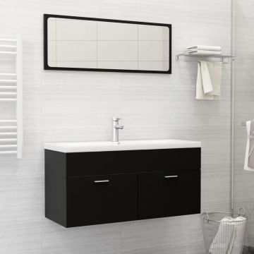 vidaXL Set mobilier de baie, negru, PAL