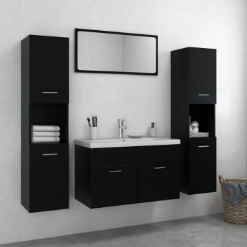 vidaXL Set mobilier de baie, negru, PAL