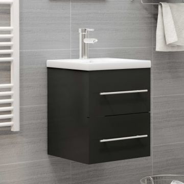 3099034 vidaXL Sink Cabinet with Built-in Basin Grey Chipboard (804685+145060)
