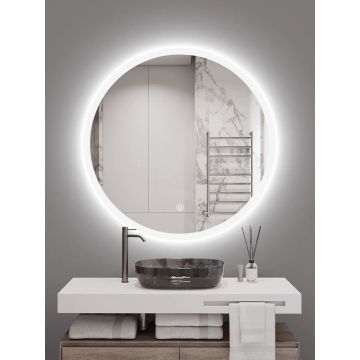 BATHZONE, Oglinda Baie Zlot Small 03 cu Iluminare Led si Touch Senzor, IP44, 6500K, 1130LM, Rotunda Ø60 cm