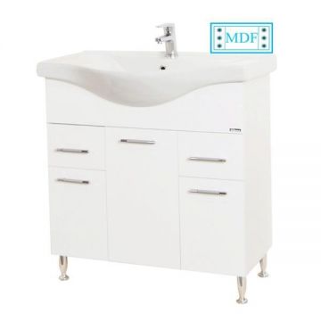 Baza si lavoar baie GN1531 - 80 cm alb cu sertare Baza si lavoar baie GN1531 - 80 cm alb cu sertare