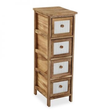 Comoda, Lines, 32 x 81 x 26 cm, lemn, alb/maro Comoda, Lines, 32 x 81 x 26 cm, lemn, alb/maro