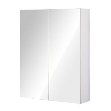 Dulap baie cu oglinda, Alb, 75 x 60 x 15 cm