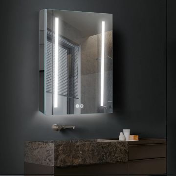 Dulap de baie cu oglinda FTMIR, LED, aluminiu/sticla, 50 x 70 x 21 cm Dulap de baie cu oglinda FTMIR, LED, aluminiu/sticla, 50 x 70 x 21 cm