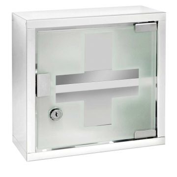 Dulap pentru medicamente, din otel si sticla, Medicine Chest Alb, l25xA12xH25 cm Dulap pentru medicamente, din otel si sticla, Medicine Chest Alb, l25xA12xH25 cm