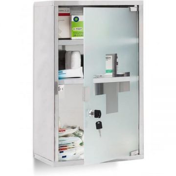 Dulap pentru medicamente XL, Inox - Relaxdays