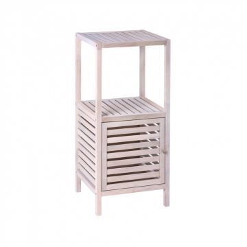 Etajera baie si hol Norway Natural White, Wenko, 3 rafturi, 39.5x86x35.5 cm,  lemn de nuc, natur