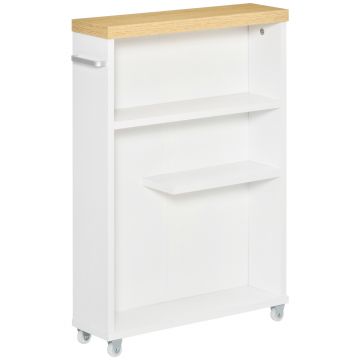 kleankin Dulapior Mobil pentru baie economisire spatiu cu 4 roti raft,manere laterale, 50x13x67.5cm