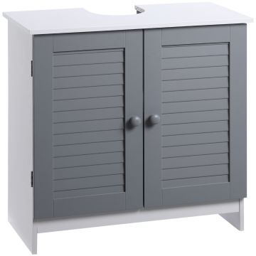 kleankin Mobilier Sub Lavoar pentru Baie, din MDF, 60x30x60cm, Gri si Alb | Aosom Ro