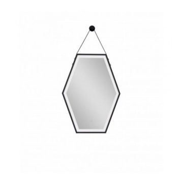 Oglinda Sanotechnik cu iluminare LED,rama neagra,curea de agatare,comanda tactila,60x80 cm