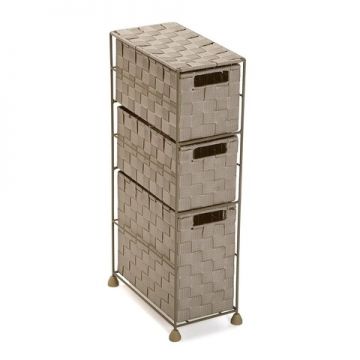 Organizator pentru baie cu 3 compartimente Melissa, Versa, 15.5x28x57 cm, bej