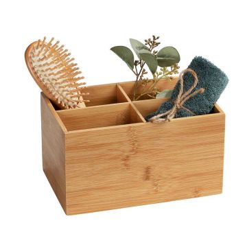 Organizator pentru cosmetice, 4 compartimente, din bambus, Terra Natural, l22xA14xH12 cm