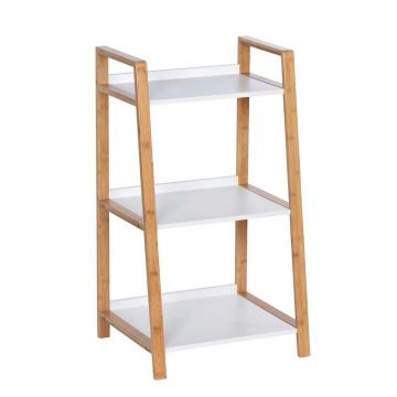 Raft pentru baie, din MDF si bambus, Finja Natural / Alb, l43xA36xH76 cm Raft pentru baie, din MDF si bambus, Finja Natural / Alb, l43xA36xH76 cm