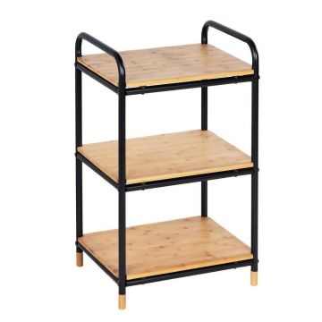 Raft pentru baie, din metal si bambus, Loft Natural / Negru, l42xA33,5xH69 cm Raft pentru baie, din metal si bambus, Loft Natural / Negru, l42xA33,5xH69 cm