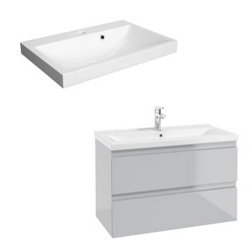 Set dulap baza suspendat Defra Como gri cu lavoar compozit Olex 80 Set dulap baza suspendat Defra Como gri cu lavoar compozit Olex 80