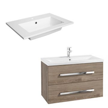 Set dulap baza suspendat Defra Granada nuc rockford cu lavoar compozit Flex 80