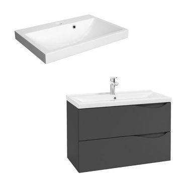 Set dulap baza suspendat Defra Murcia grafit cu lavoar compozit Olex 80 Set dulap baza suspendat Defra Murcia grafit cu lavoar compozit Olex 80