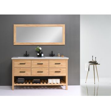 Set mobilier pentru baie, Astex Natural, 150 cm, 3 piese
