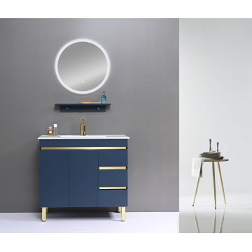 Set mobilier pentru baie, Astre Albastru, 90 cm, 3 piese