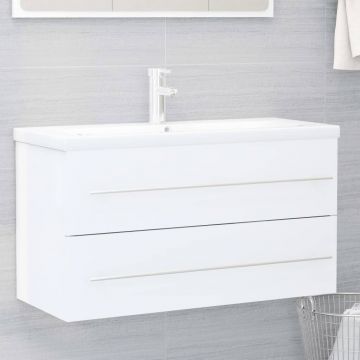 vidaXL Dulap cu chiuvetă încorporată, alb extralucios, PAL vidaXL Dulap cu chiuvetă încorporată, alb extralucios, PAL