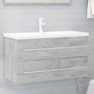 3099063 vidaXL Sink Cabinet with Built-in Basin Concrete Grey Chipboard (804714+145063)