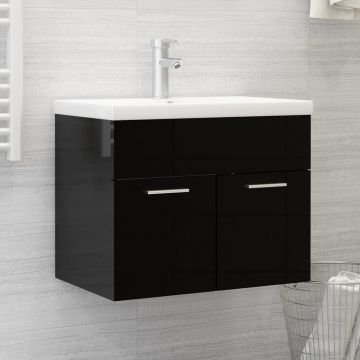 vidaXL Dulap de chiuvetă, negru extralucios, 60x38,5x46 cm, PAL
