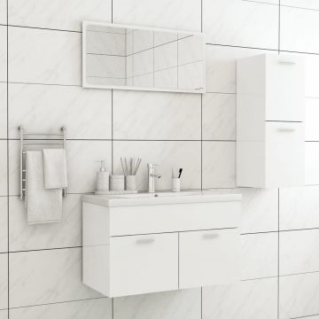 vidaXL Set mobilier de baie, alb extralucios, PAL vidaXL Set mobilier de baie, alb extralucios, PAL