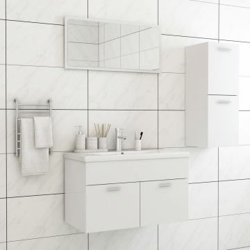 vidaXL Set mobilier de baie, alb, PAL vidaXL Set mobilier de baie, alb, PAL