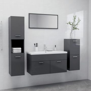 vidaXL Set mobilier de baie, gri extralucios, PAL vidaXL Set mobilier de baie, gri extralucios, PAL