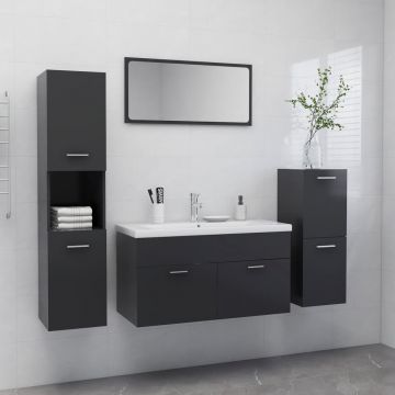 vidaXL Set mobilier de baie, gri, PAL vidaXL Set mobilier de baie, gri, PAL