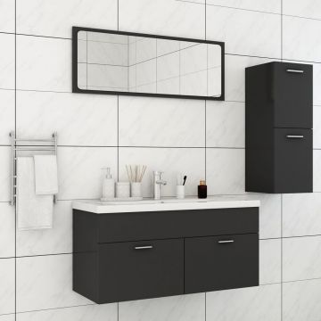 vidaXL Set mobilier de baie, gri, PAL vidaXL Set mobilier de baie, gri, PAL