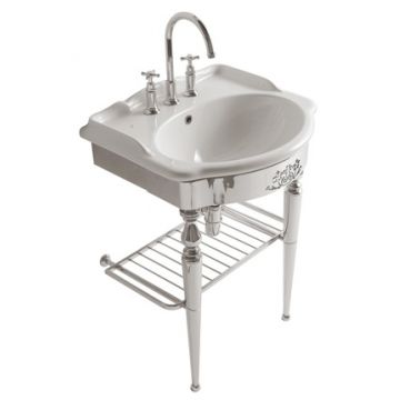 Consola Globo pentru lavoar Paestum 62cm montaj pe pardoseala alama cromata