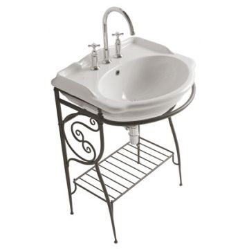 Consola Globo pentru lavoar Paestum 62cm montaj pe pardoseala metal antichizat