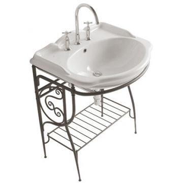 Consola Globo pentru lavoar Paestum 90cm montaj pe pardoseala metal antichizat