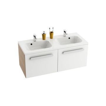 Dulap baza pentru lavoar dublu Ravak Concept Chrome SDU 1200 120x49x47cm cappuccino-alb