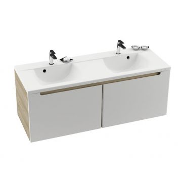 Dulap baza pentru lavoar dublu Ravak Concept Classic SD 1300 cu doua usi 130x49x47cm latte-alb