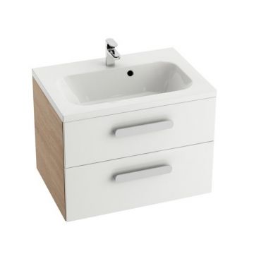 Dulap baza pentru lavoar Ravak Concept Chrome II SD700 cu doua sertare 70x49x50cm cappuccino-alb