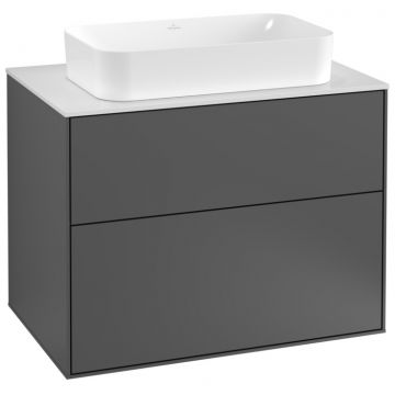 Dulap baza suspendat Villeroy & Boch Finion 80x59x50cm tip blat Anthracite Matt Laquer / Glass White Matt