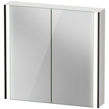 Dulap cu oglinda Duravit XViu cu iluminare LED 82x80cm cu doua usi si doua rafturi de sticla margini negru mat