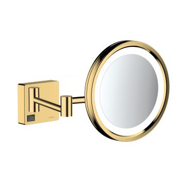 Oglinda cosmetica cu brat Hansgrohe Logis AddStoris x3 16cm iluminat LED gold optic lustruit